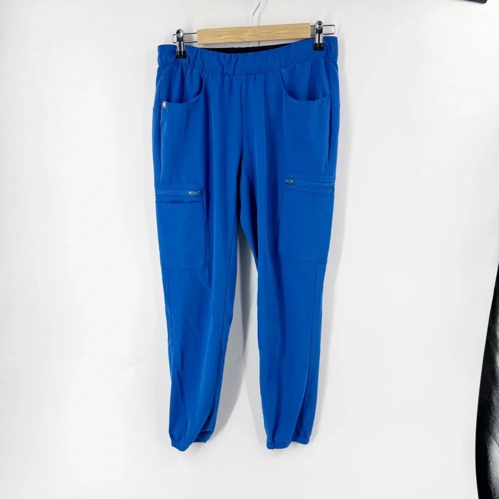 ✅ Figs Blue Cargo Pants with Elastic Cuffs Zamora‎ Jogger Scrub Pants SMALL